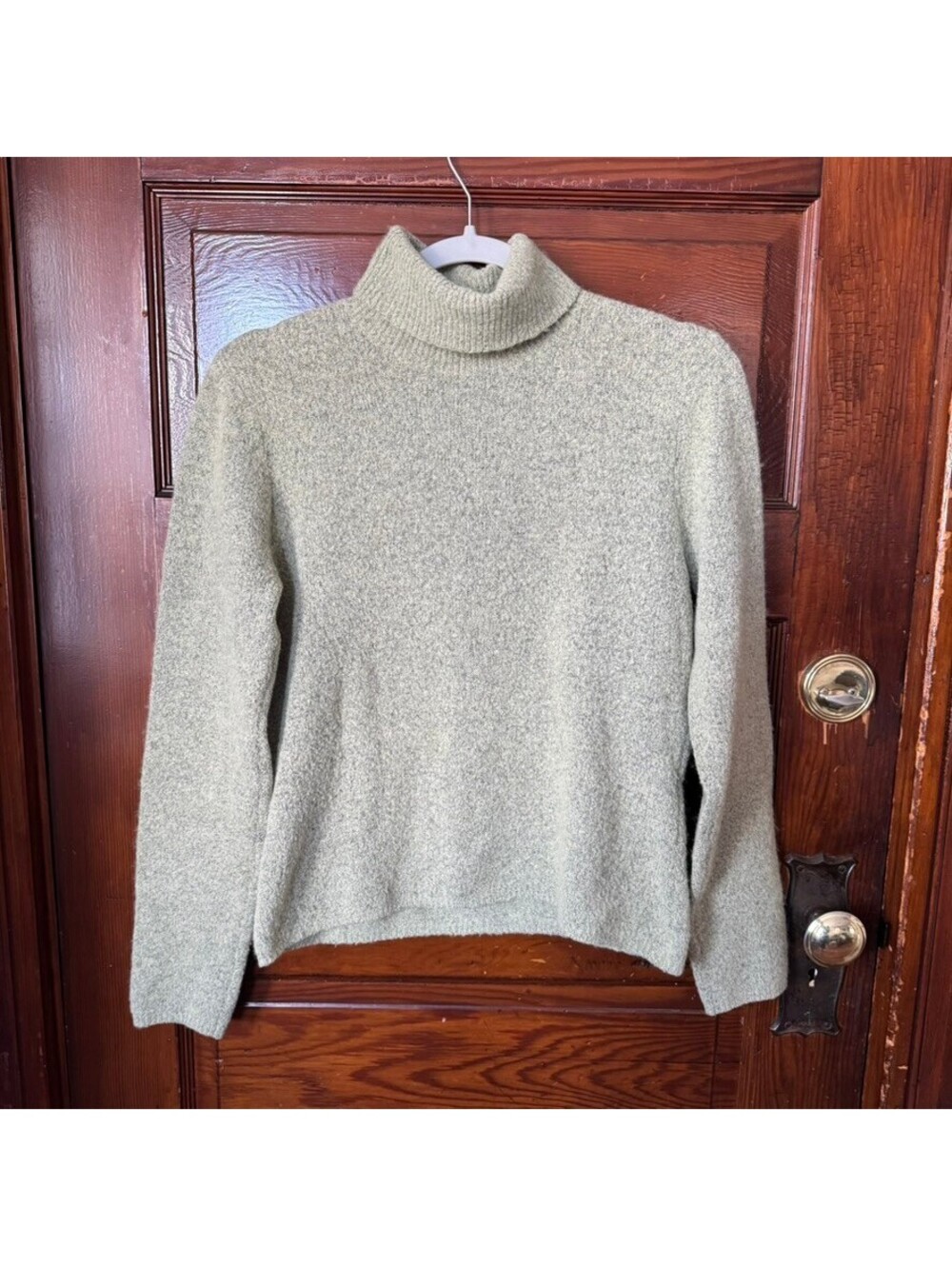 VTG 90s Earthy Cabincore Jeanne Pierre Light Sage Knit Turtleneck Sweater Size S